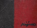 an image of a painting of a red and black stripe with a black and white stripe