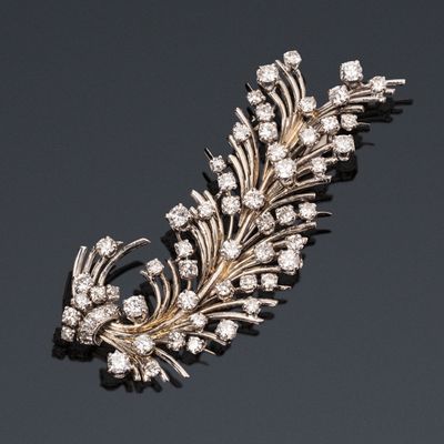 Broche en or gris 18k (750e) et platine (850e), stylisant un… - Photo 1