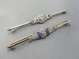 paire d'épingles à cheveux Art déco ornées de diamants et de saphirs