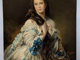 painting of a woman in a white dress with long hair