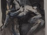 drawing of a man and a woman sitting on a couch