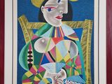 un tableau représentant une femme assise sur une chaise, coiffée d'un chapeau