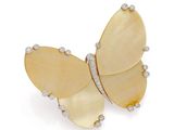 a yellow mother of pearl and diamond butterfly brooch