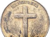 an old coin with a cross on it