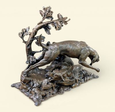 Henri PAYEN (1894-1933) "Scène de chasse figurant deux chien…