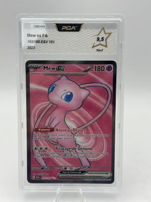a close up of a pokemon card in a plastic case