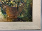 une peinture de fleurs dans un vase sur une table