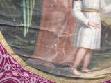 a painting of a man in a white robe holding a sword