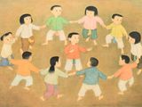tableau représentant un groupe d'enfants se tenant par la main en formant un cercle