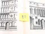 deux pages d'un livre sur lesquelles figurent des dessins de bâtiments
