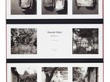 several black and white photographs of a book with pictures of a house