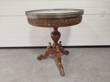 a small table with a tray on top of it