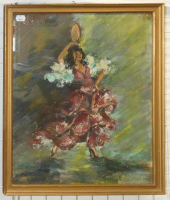 peinture d'une femme en robe rouge tenant une raquette de tennis