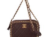 Sac à bandoulière Chanel en cuir matelassé marron, à chaîne