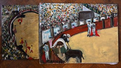 AZOR (XXème). Lot de 6 peintures sur toiles.