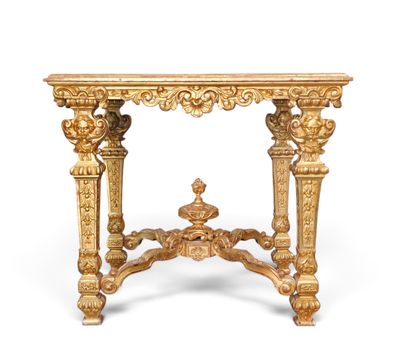 an image of a gold console table on a white background