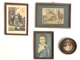 three framed pictures hanging on the wall of a room