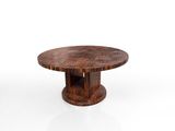 une image représentant une table en bois avec un plateau rond sur fond blanc