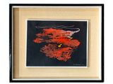 an image of a picture of a red and black painting on a black background