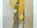une image représentant un tableau d'un arbre aux feuilles jaunes
