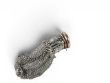 an image of a close up of a metal object on a white surface