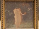 an image of a painting of a woman holding a flower in her hand