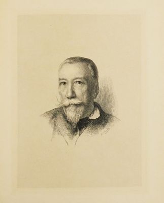 an old drawing of a man with a beard and a mustache