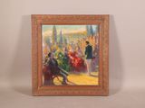 une photo d'un tableau représentant un homme et une femme assis sur un banc