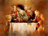 une image d'un tableau représentant un groupe de personnes assises à une table