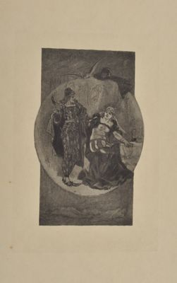 un vieux dessin en noir et blanc représentant un homme et une femme dans un cercle