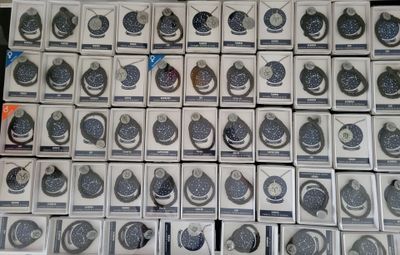 a lot of boxes with different types of buttons on them