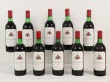 six bouteilles de vin sont alignées sur une table