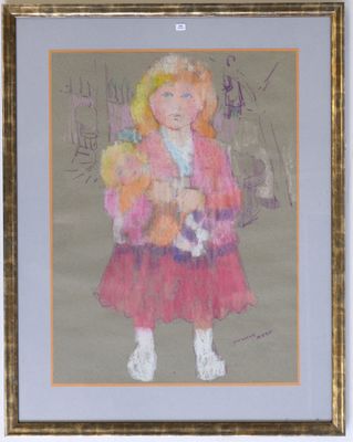 BERT Yvonne, XXe. Jeune fille à la poupée.