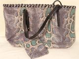 snake skin tote bag with matching wrist strap and matching pouch