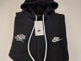 black and white hoodie with white nike logo on it