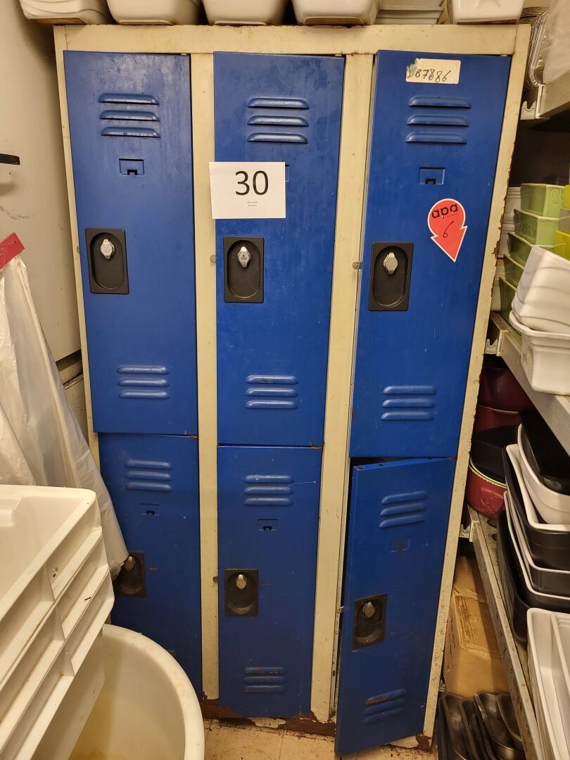 Bloc vestiaire en métal laqué bleu et gris à 3 vantaux (80 x…