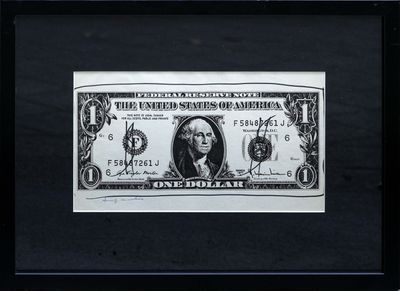 une photo en noir et blanc d'un billet d'un dollar