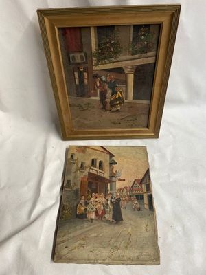 deux photos encadrées représentant une scène de rue et une photo représentant une scène de rue