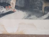 a picture of a painting of a woman ' s feet in a bathtub