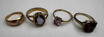 three rings with amethorate, amethorate, and amethorate on them
