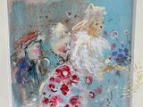 a picture of a painting of a woman in a dress