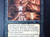 a close up of a card with a picture of a cave