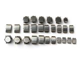a lot of electronic components that are on a white surface