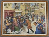 an image of a painting of a crowd of people walking down a street