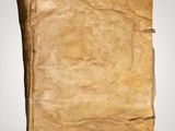 an old book on a white background with a blank page