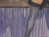 a drawing of a woman in stockings and stockings on a counter