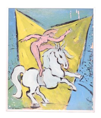 BUDIN (XXème). Acrobate à cheval et composition abstraite. - Photo 1