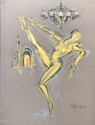 Michel COSTIOU (1947), "Dorée", encre et Posca, SBD, 50x36cm…