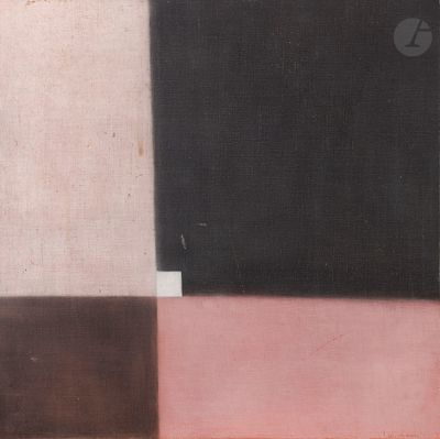 une peinture abstraite représentant un carré avec un carré noir au milieu