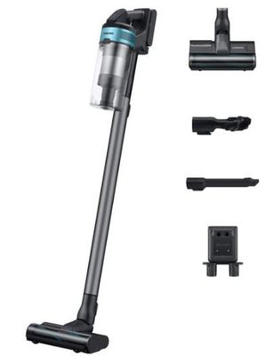 un gros plan d'un aspirateur sans fil avec divers accessoires